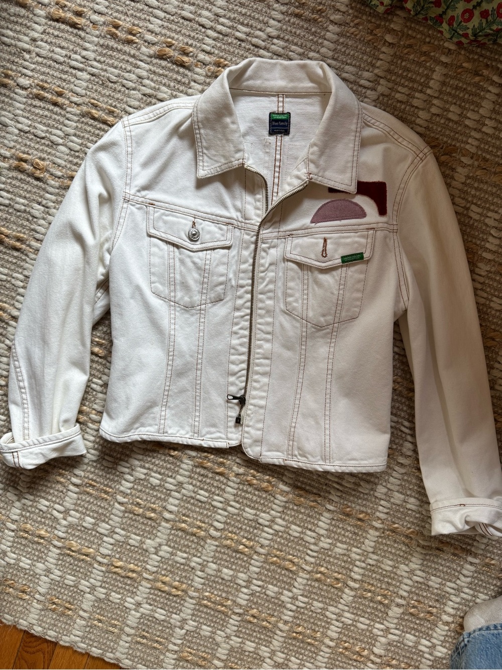 White Denim Jacket with Subtle Patch Detail